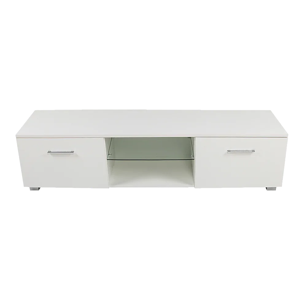 TV Cabinet Entertainment Unit Stand High Gloss Storage Shelf 140cm White