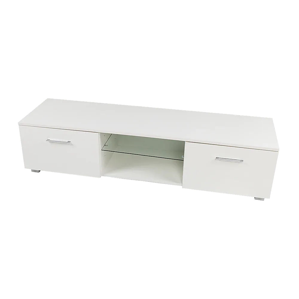 TV Cabinet Entertainment Unit Stand High Gloss Storage Shelf 140cm White