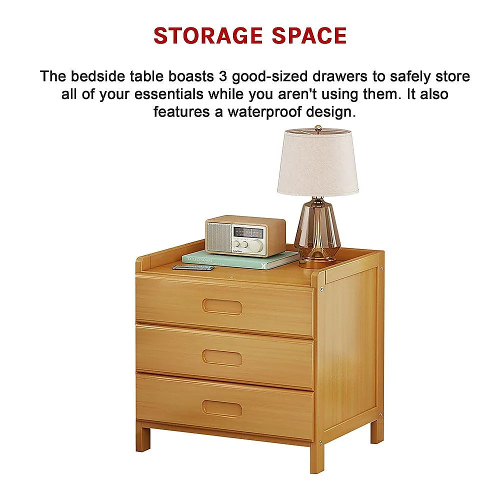 Bamboo Bedside Table Nightstand Storage Bedroom Sofa Side Stand - Mekamart Australia