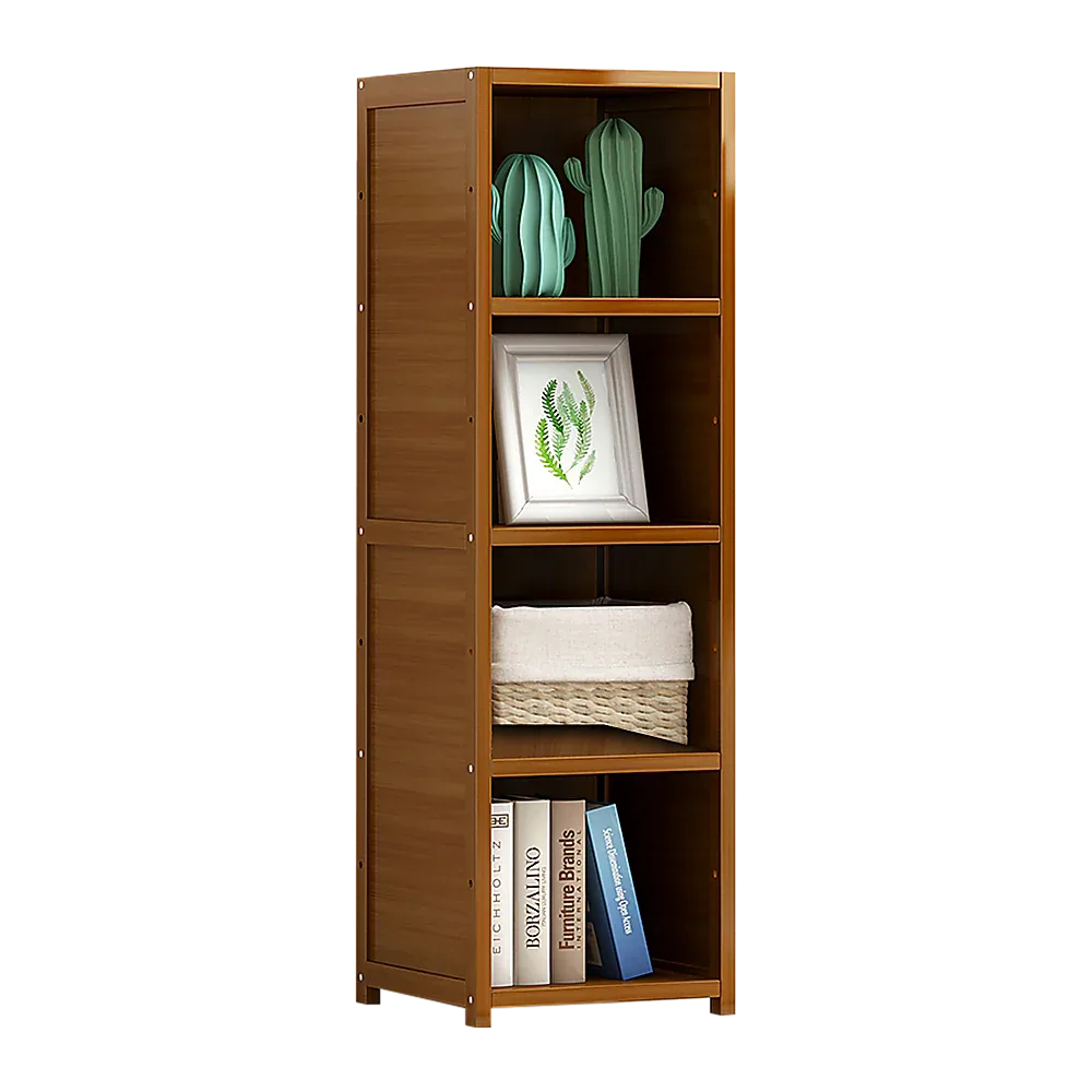 Bamboo 4-Shelf Bookcase – Adjustable Display Storage Rack Stand for Living Room, Bedroom, Office or Home Organisation - Mekamart Australia