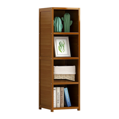 Bamboo 4-Shelf Bookcase – Adjustable Display Storage Rack Stand for Living Room, Bedroom, Office or Home Organisation - Mekamart Australia