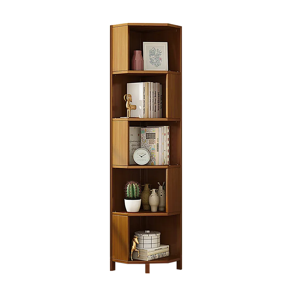 5-Shelf Corner Bookcase Industrial Bookshelf Display Storage Stand - Mekamart Australia
