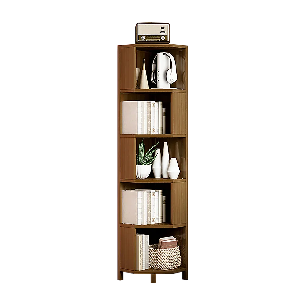 5-Shelf Corner Bookcase Industrial Bookshelf Display Storage Stand - Mekamart Australia