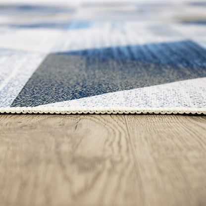 200x300cm Large Floor Blue Triangle Mirage Rug – Modern Area Carpet for Bedroom & Lounge