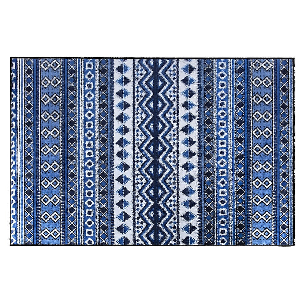 200x300cm Large Floor Blue Ethnic Rug – Modern Area Carpet for Bedroom & Lounge