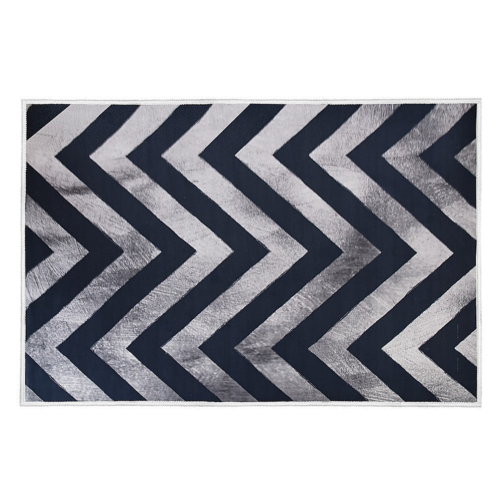 200x300cm Large Floor Blue Chevron Stripes Rug – Modern Area Carpet for Bedroom & Lounge