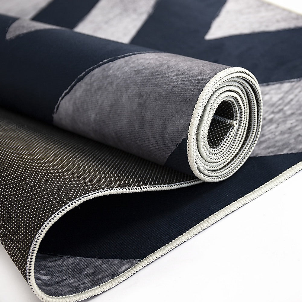 200x300cm Large Floor Blue Chevron Stripes Rug – Modern Area Carpet for Bedroom & Lounge