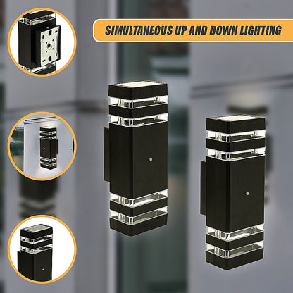Modern 12" LED Up Down Wall Light dual Lamp Fixtures Outdoor Dusk to Dawn Sensor