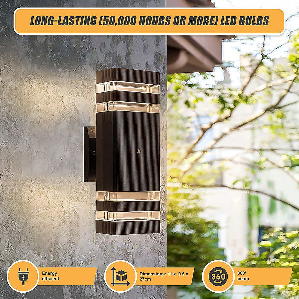 Modern 12" LED Up Down Wall Light dual Lamp Fixtures Outdoor Dusk to Dawn Sensor