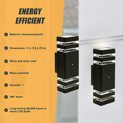 Modern 12" LED Up Down Wall Light dual Lamp Fixtures Outdoor Dusk to Dawn Sensor