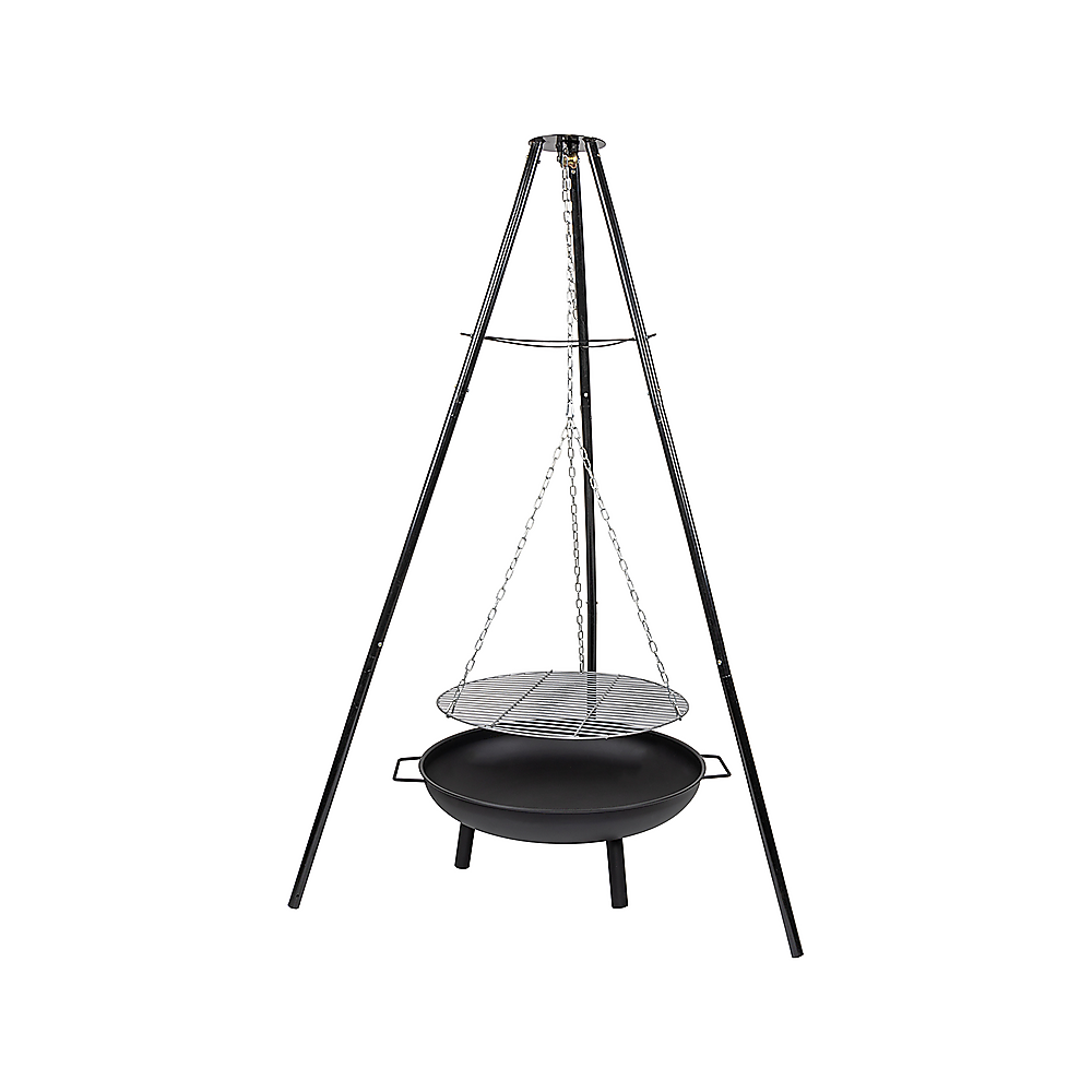 Tripod Garden Fire Pit BBQ – Cast Iron & Steel Round Outdoor Fire Bowl