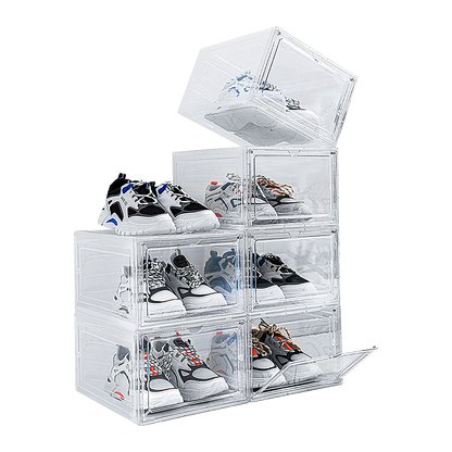 Sneaker Display Case Shoe Storage Organizer Box Stackable Plastic Clear Magnetic