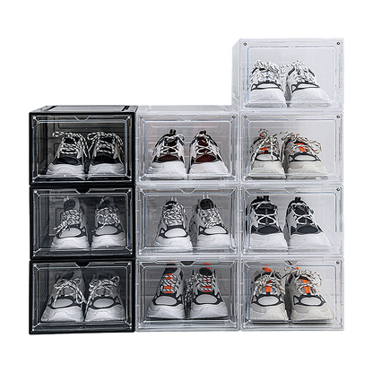 Sneaker Display Case Shoe Storage Organizer Box Stackable Plastic Clear Magnetic