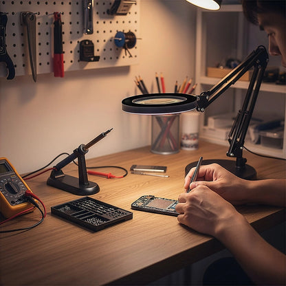 10X Magnifying Glass Desk Light Magnifier LED Lamp Reading Lamp With Base