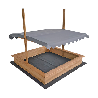 Kids Wooden Toy Sandpit with Adjustable Canopy