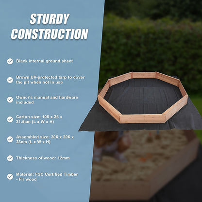 Kids Sand Pit Large Octagonal Wooden Sandpit