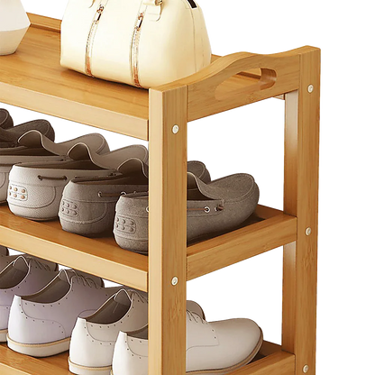 6 Layers Natural Wood Bamboo Shelf Entryway Storage Shoe Rack Home Furniture - Mekamart Australia