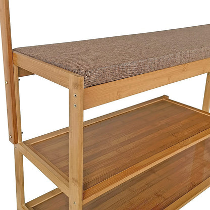 97x168cm Hallway Bench Coat Rack Stand Multifunctional Hall Shelf Entryway