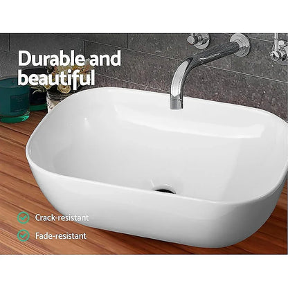 Ceramic Bathroom Basin Vanity Sink Oval Above Counter Top Mount Bowl - Mekamart Australia
