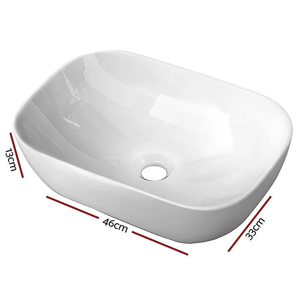 Ceramic Bathroom Basin Vanity Sink Oval Above Counter Top Mount Bowl - Mekamart Australia