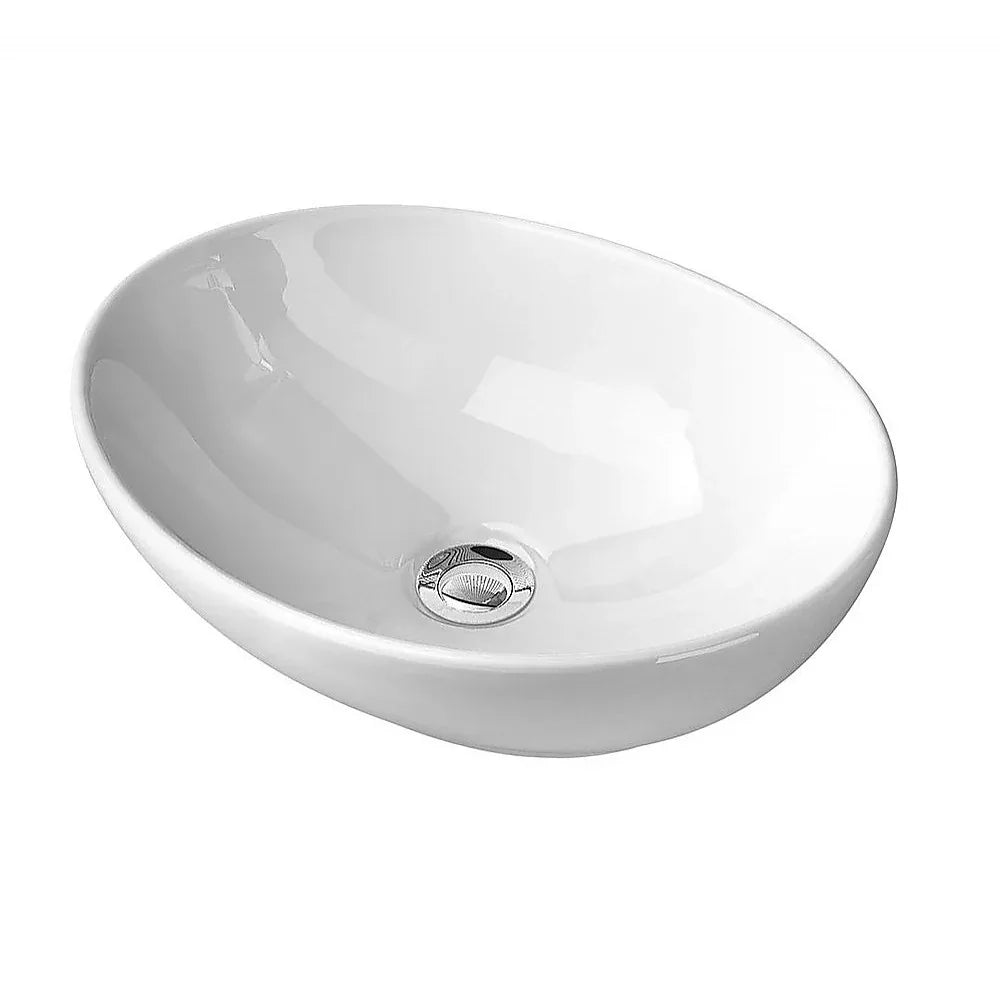 Ceramic Bathroom Basin Vanity Sink Oval Above Counter Top Mount Bowl - Mekamart Australia