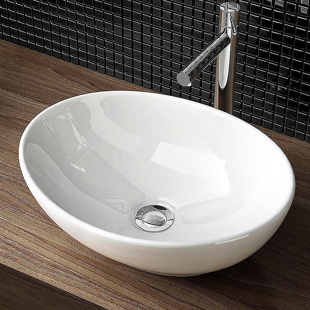 Ceramic Bathroom Basin Vanity Sink Oval Above Counter Top Mount Bowl - Mekamart Australia