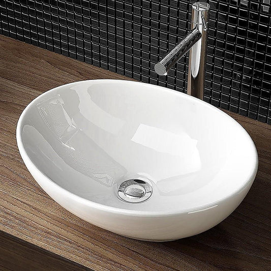 Ceramic Bathroom Basin Vanity Sink Oval Above Counter Top Mount Bowl - Mekamart Australia