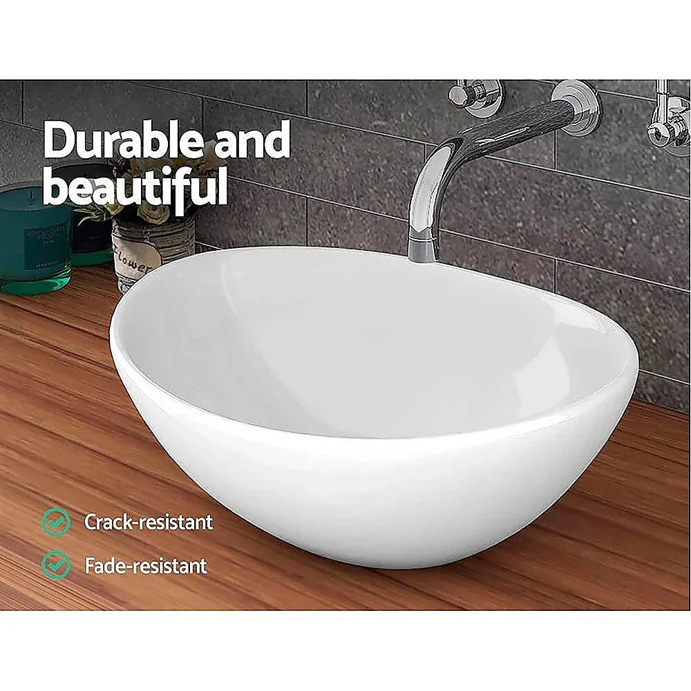 Ceramic Bathroom Basin Vanity Sink Oval Above Counter Top Mount Bowl - Mekamart Australia