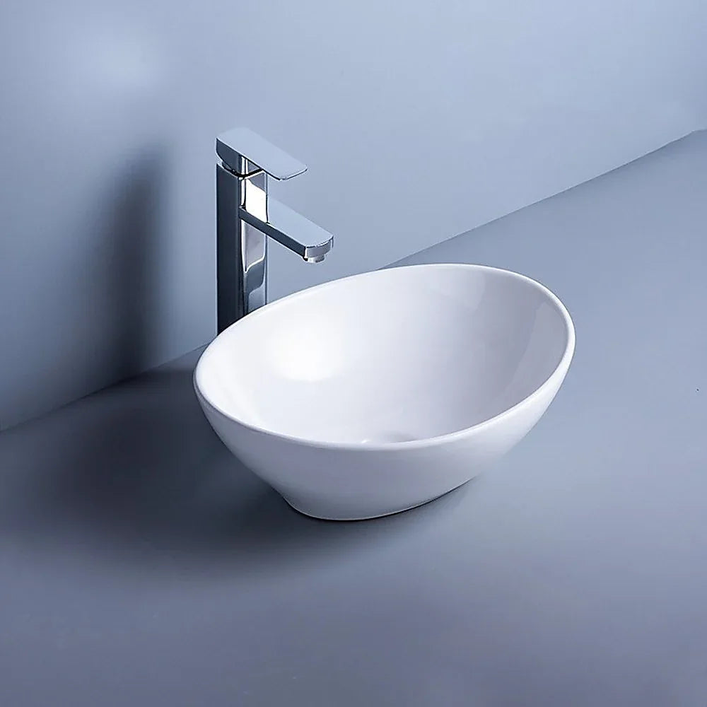 Ceramic Bathroom Basin Vanity Sink Oval Above Counter Top Mount Bowl - Mekamart Australia