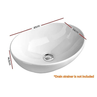 Ceramic Bathroom Basin Vanity Sink Oval Above Counter Top Mount Bowl - Mekamart Australia