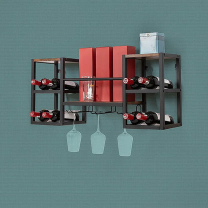 Wall Mounted Wine Rack 3 Stem Glass Holder Storage Organiser - Mekamart Australia