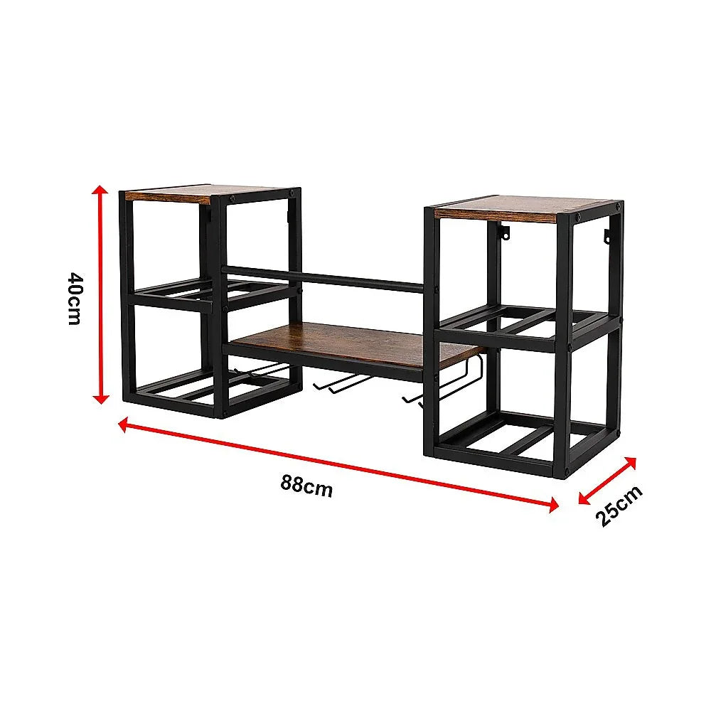 Wall Mounted Wine Rack 3 Stem Glass Holder Storage Organiser - Mekamart Australia