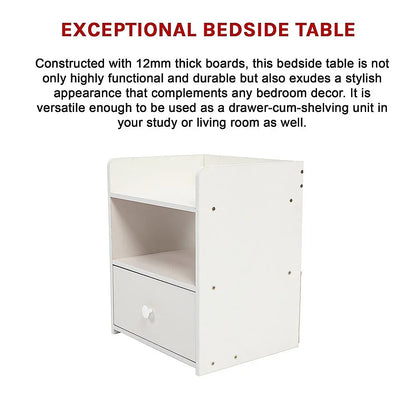 Bedside Tables Side Table Nightstand Storage Drawer Shelf Bedroom - Mekamart Australia
