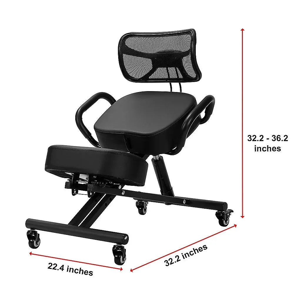 Ergonomic Kneeling Posture Chair with Backrest Adjustable Height and Casters - Mekamart Australia