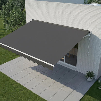 Outdoor Folding Arm Awning Retractable Sunshade Canopy Grey 4.0m x 3.0m