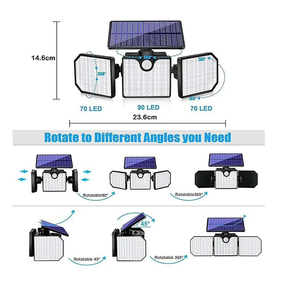 230 LED Solar Lights Outdoor 260LM Waterproof Motion Sensor Security Wall Lamp - Mekamart Australia