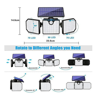 230 LED Solar Lights Outdoor 260LM Waterproof Motion Sensor Security Wall Lamp - Mekamart Australia