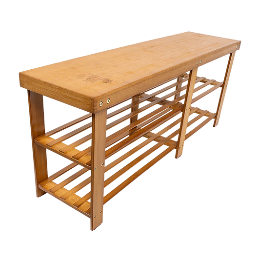 Bamboo Shoe Rack Wooden Bench Storage Organiser Cabinet Holder Stool - Mekamart Australia
