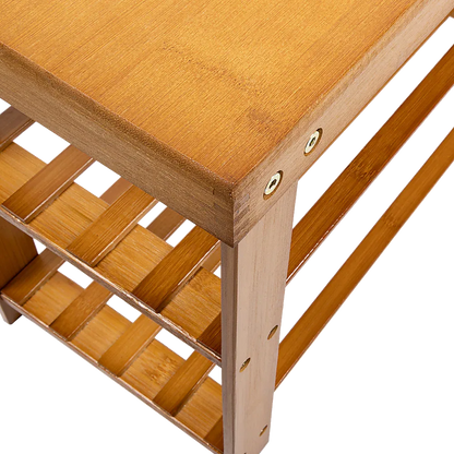 Bamboo Shoe Rack Wooden Bench Storage Organiser Cabinet Holder Stool - Mekamart Australia