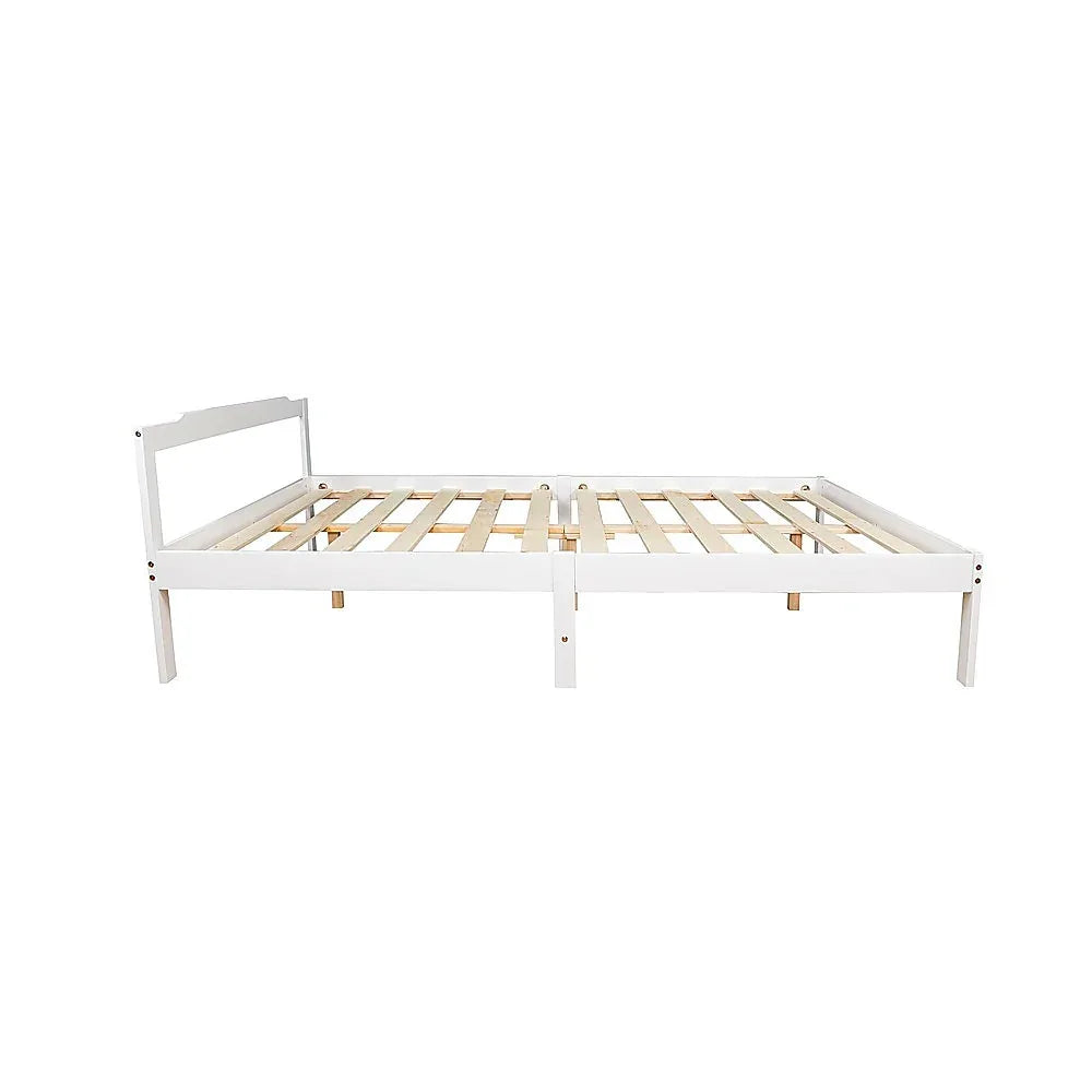 Double Wooden Bed Frame Home Furniture White - Mekamart Australia