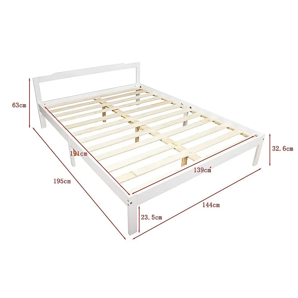 Double Wooden Bed Frame Home Furniture White - Mekamart Australia