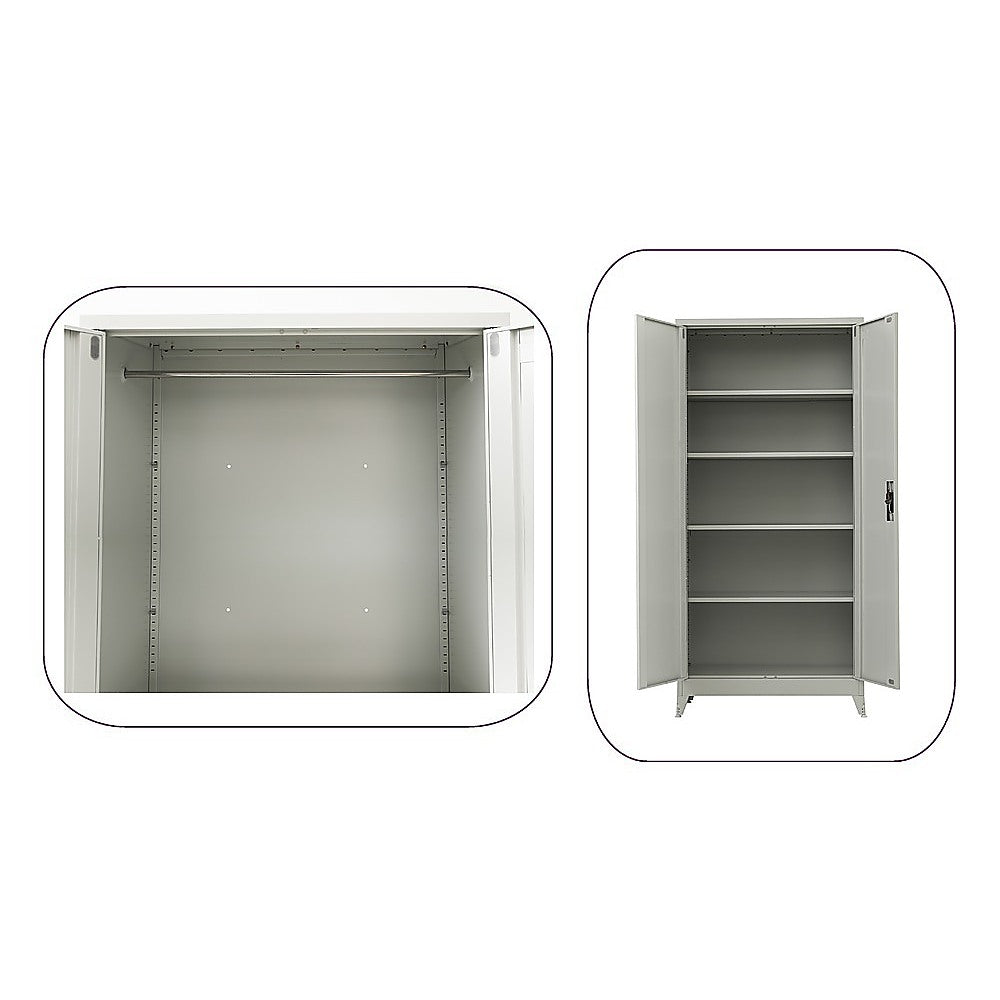 Two-Door Metal Cabinet Shelf Storage for Home Office Gym