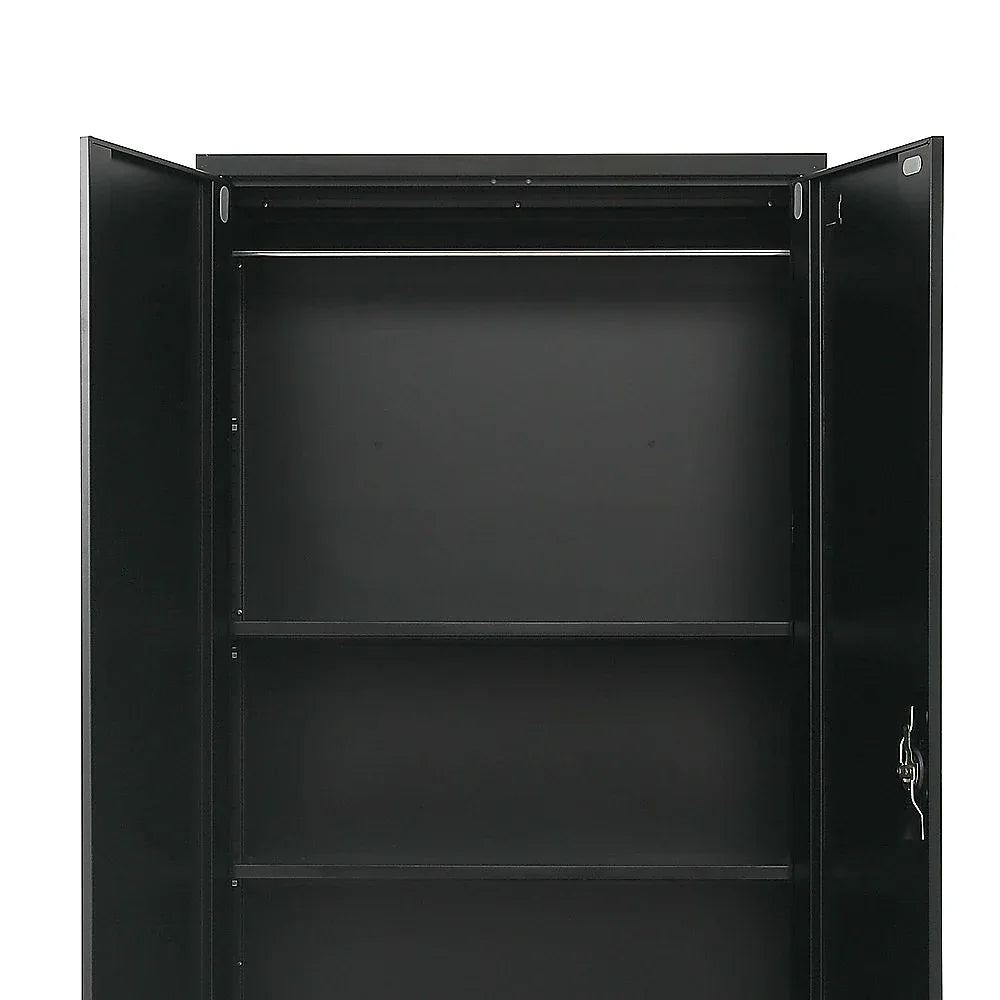 Two-Door Metal Cabinet Shelf Storage for Home Office Gym