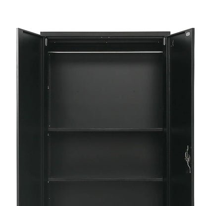 Two-Door Metal Cabinet Shelf Storage for Home Office Gym