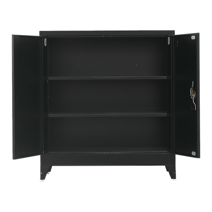 Two-Door Metal Short Cabinet Shelf Storage for Home Office Gym