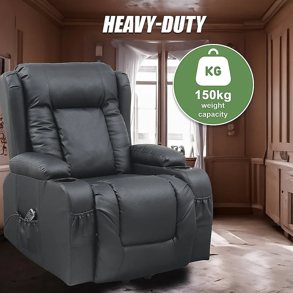 Lift Heated Leather Recliner Electric Massage Chair with USB port - Mekamart Australia