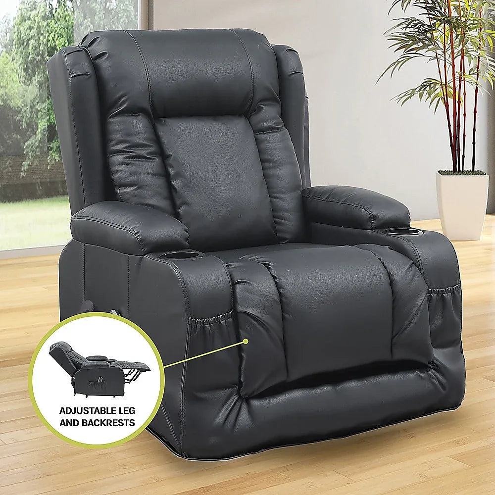 Lift Heated Leather Recliner Electric Massage Chair with USB port - Mekamart Australia