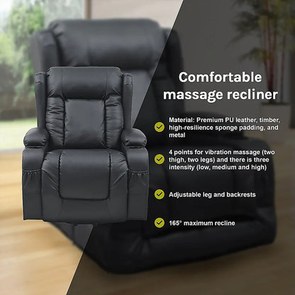 Lift Heated Leather Recliner Electric Massage Chair with USB port - Mekamart Australia