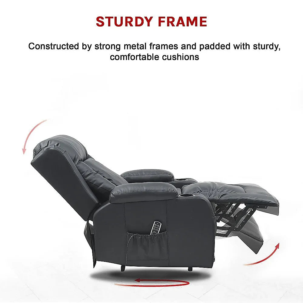 Lift Heated Leather Recliner Electric Massage Chair with USB port - Mekamart Australia