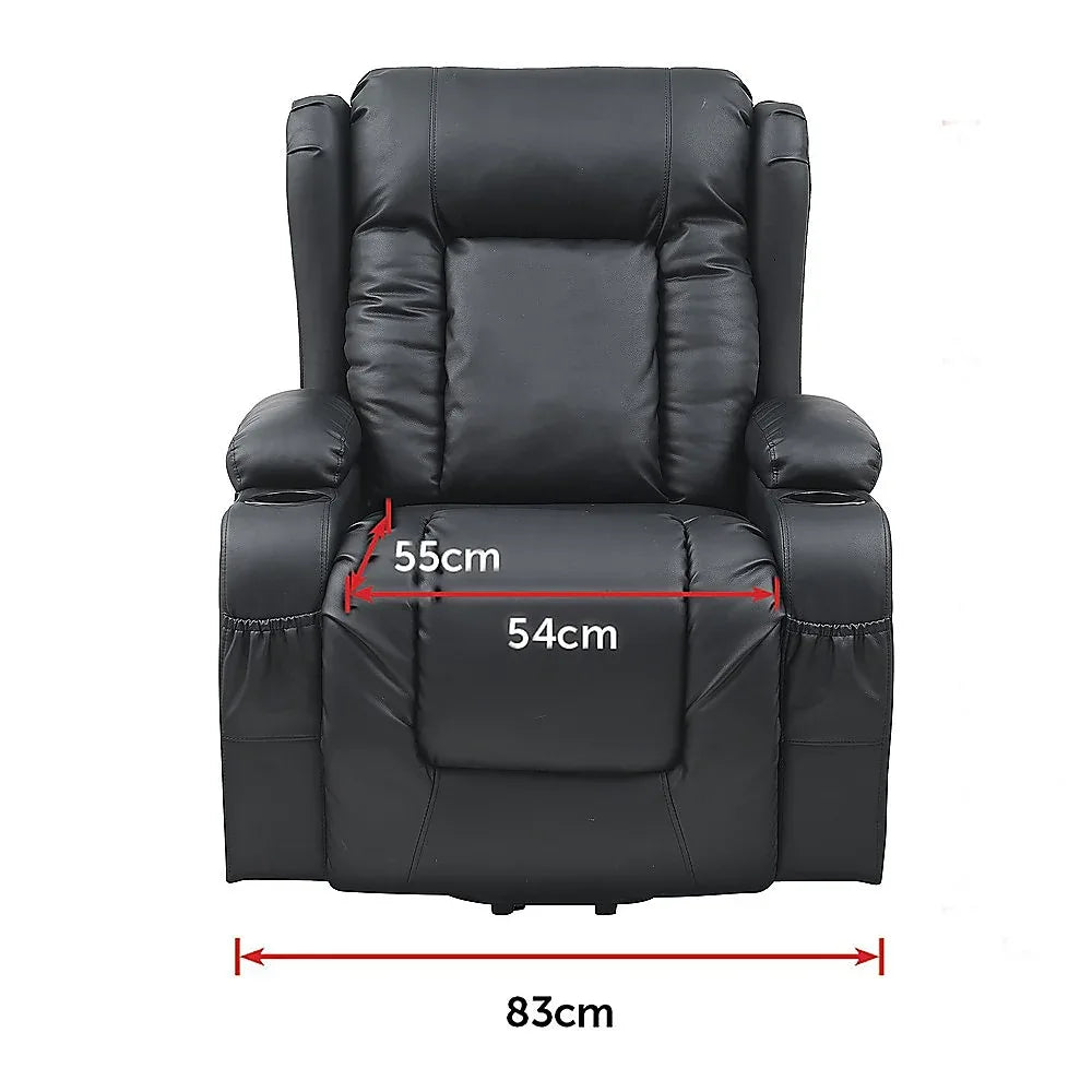 Lift Heated Leather Recliner Electric Massage Chair with USB port - Mekamart Australia